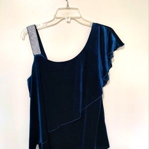 Belldini one shoulder velvet blouse women's L    #54